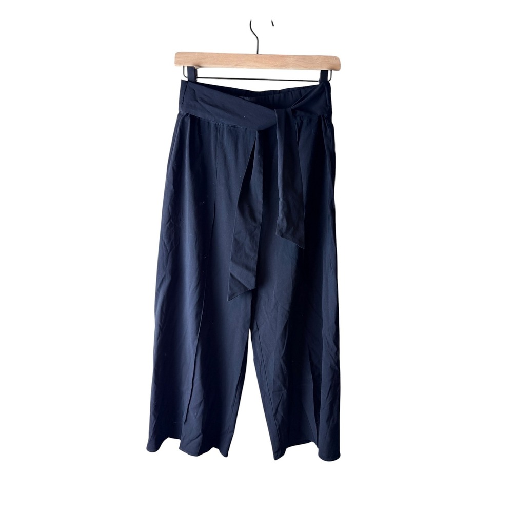 Sara Campbell Black Tie Waist Wide Leg Cropped Culotte Pants Women Size S